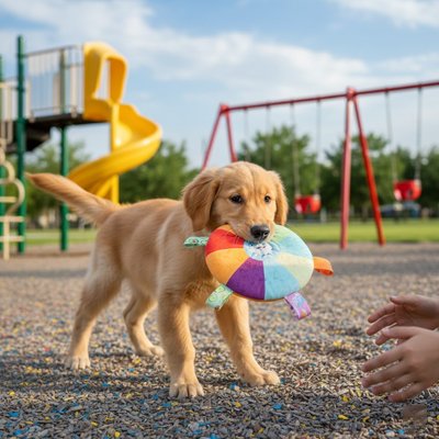 Jouet pour chien content