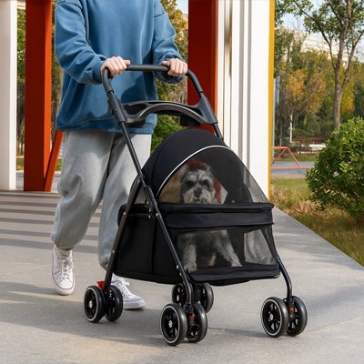 Poussette pour Chien noir balade 